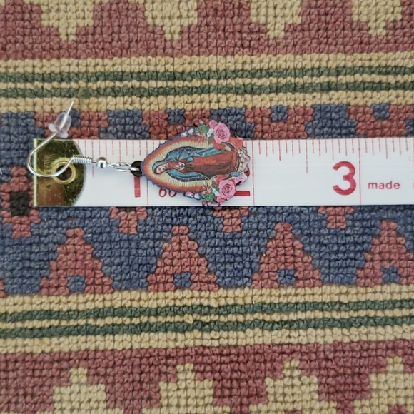 Virgen de Guadalupe Earrings Roses Catholic Virgin - Picture 4 of 6